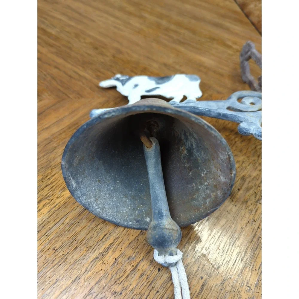 Cast Iron Cow Scrolls Dinner Bell Wall Mounted Farmhouse Ranch Rustic Decor